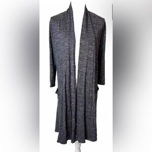 Olivia Blu Women’s Sz Small Open Front Cardigan Knit Duster Long Pockets